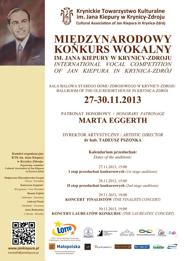 Międzynarodowy Konkurs Wokalny im. Jana Kiepury - plakat