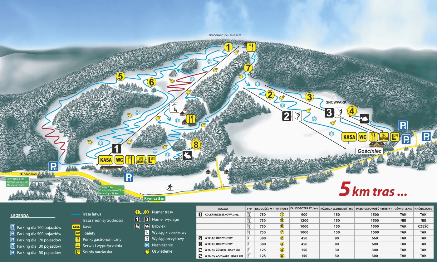 Mapa stoku Tylicz-Ski w Tyliczu koło Krynicy