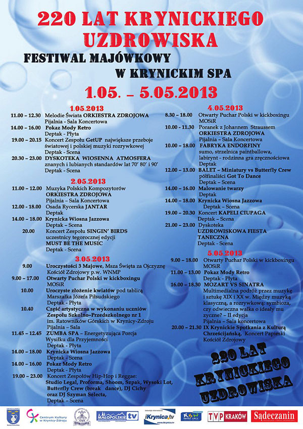 Festiwal Majówkowy w Krynickim SPA - plakat