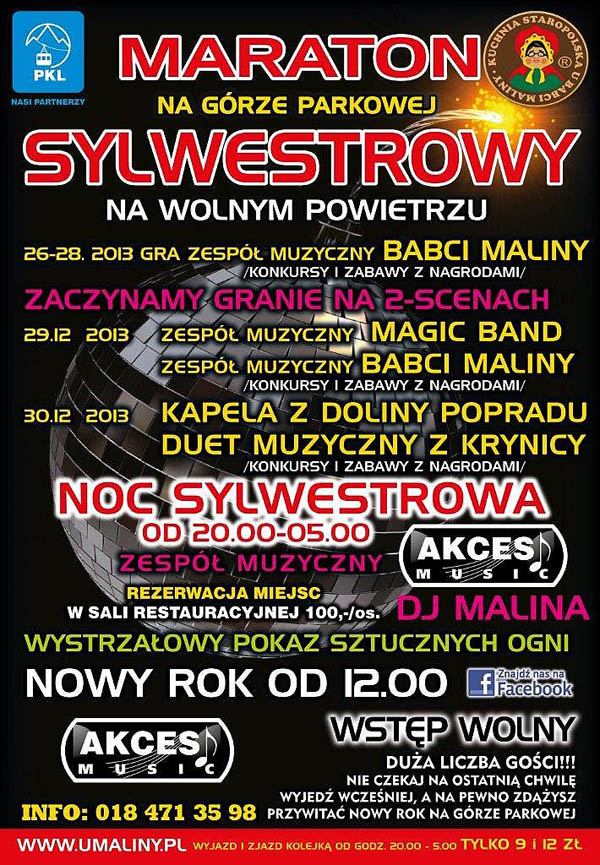 Sylwester 2013 na Górze Parkowej - plakat