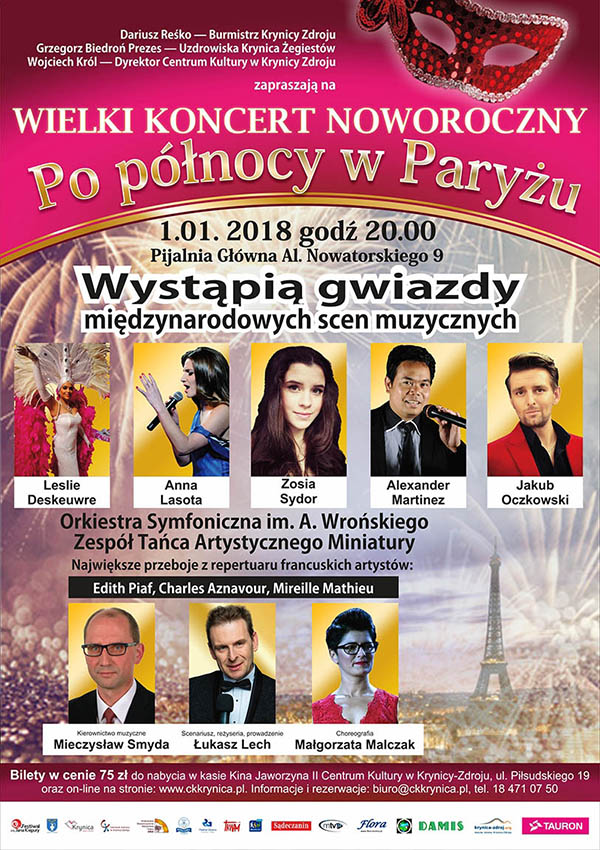 Wielki Koncert Noworoczny 2018 w Krynicy-Zdroju - plakat