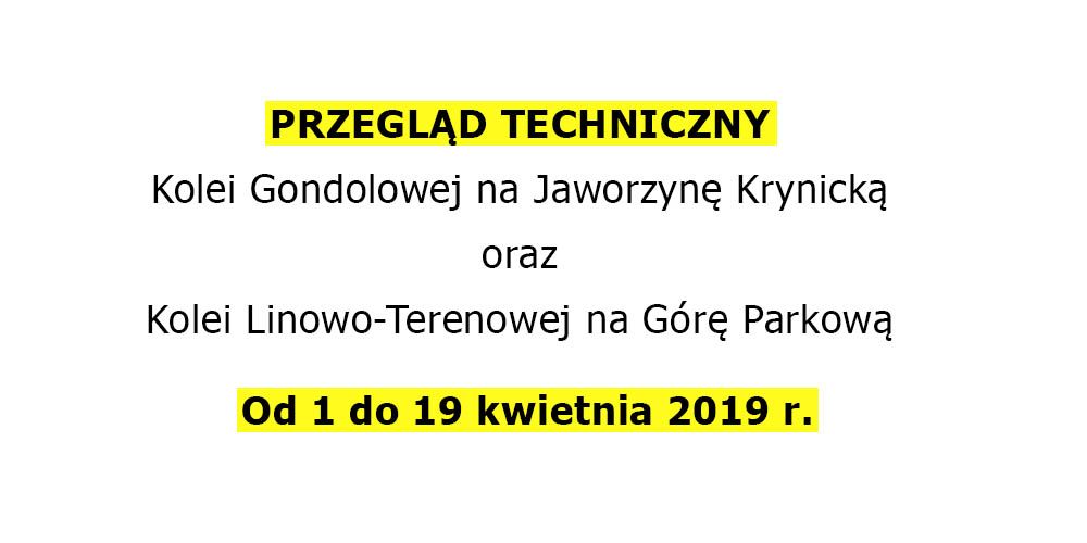 pzregląd techniczny kolei w Krynicy - od 01 do 19 kwietnia 2019
